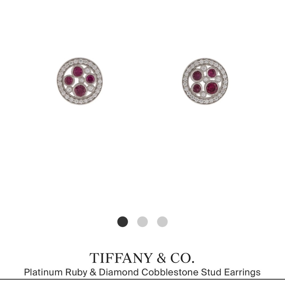 Tiffany & Co Platinum Ruby and Diamond Cobblestone Stud Earrings
